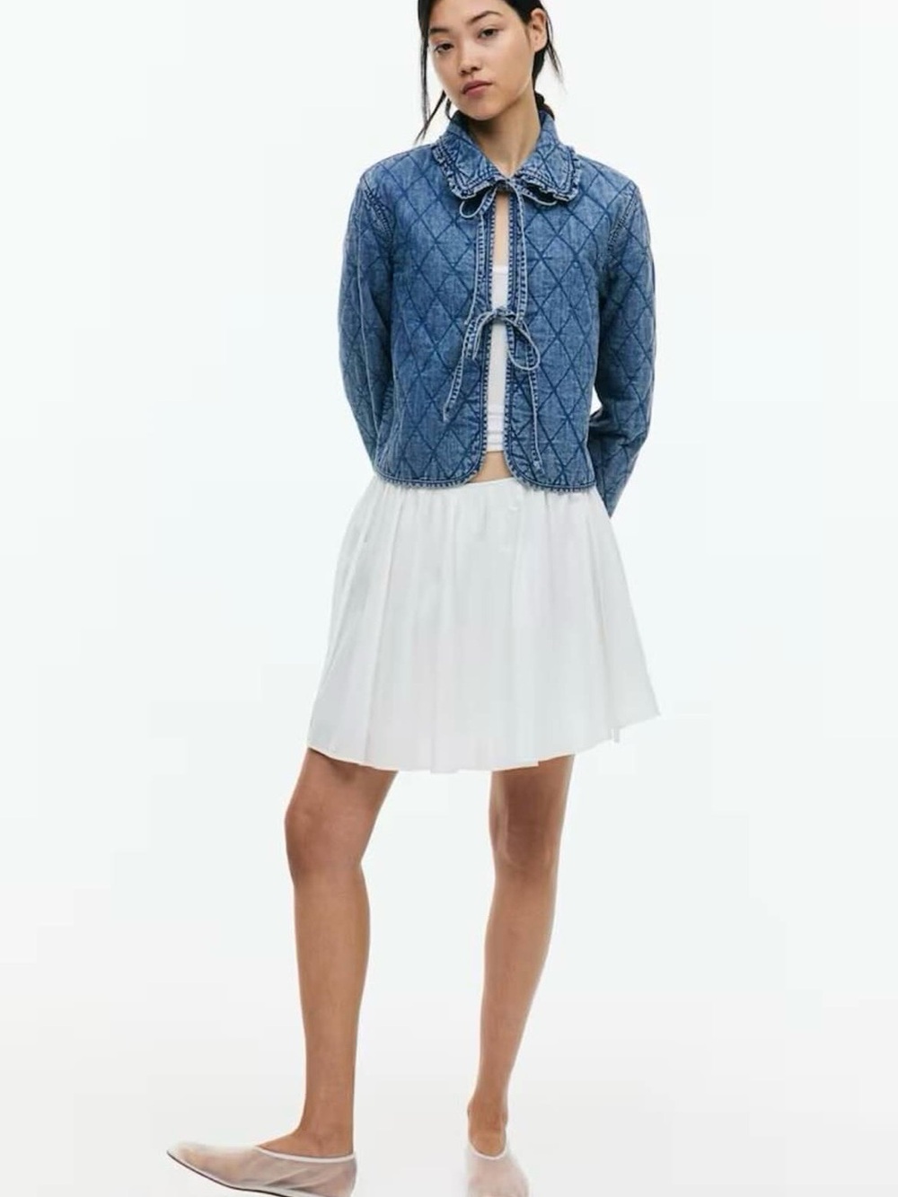H&M Divided Quilted Jacket in Denim Blue. Worn once!